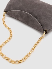 Reiss Grey Presley Suede Chain-Strap Clutch Bag - Image 6 of 6