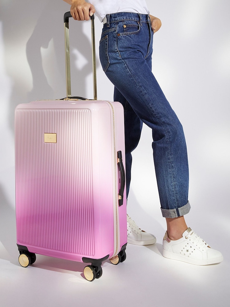 Dune London Pink Dip Dye Olive Medium Suitcase - Image 6 of 6