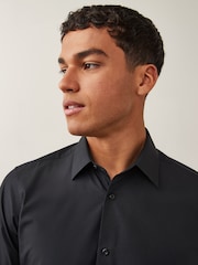 Black Skinny Fit Easy Care Single Cuff Smart Shirt - Image 4 of 8