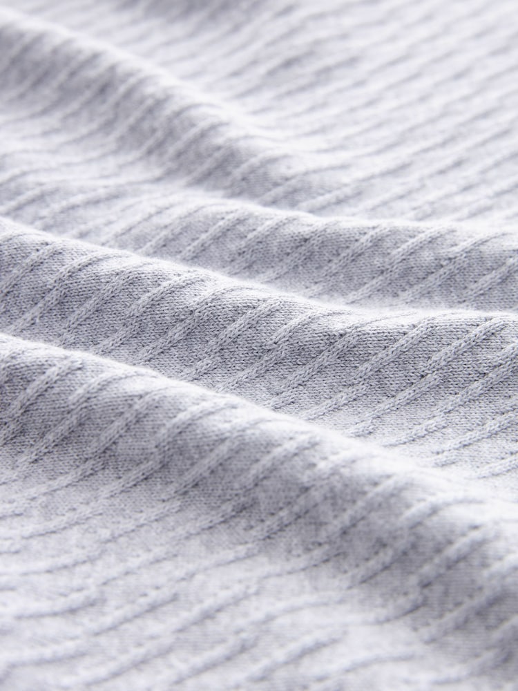 Grey Short Sleeve Texture Knit Crew T-Shirt - Image 8 of 8 Grey Short Sleeve Texture Knit Crew T-Shirt - Image 8 of 8