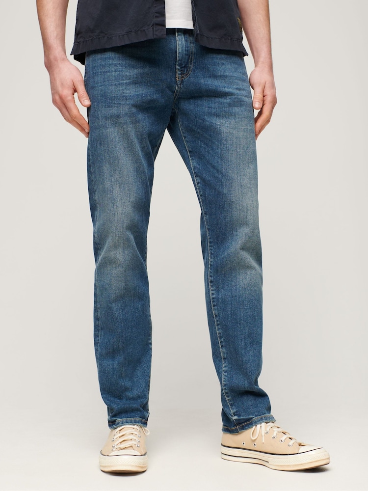Superdry Blue Organic Cotton Slim Straight Jeans - Image 1 of 9
