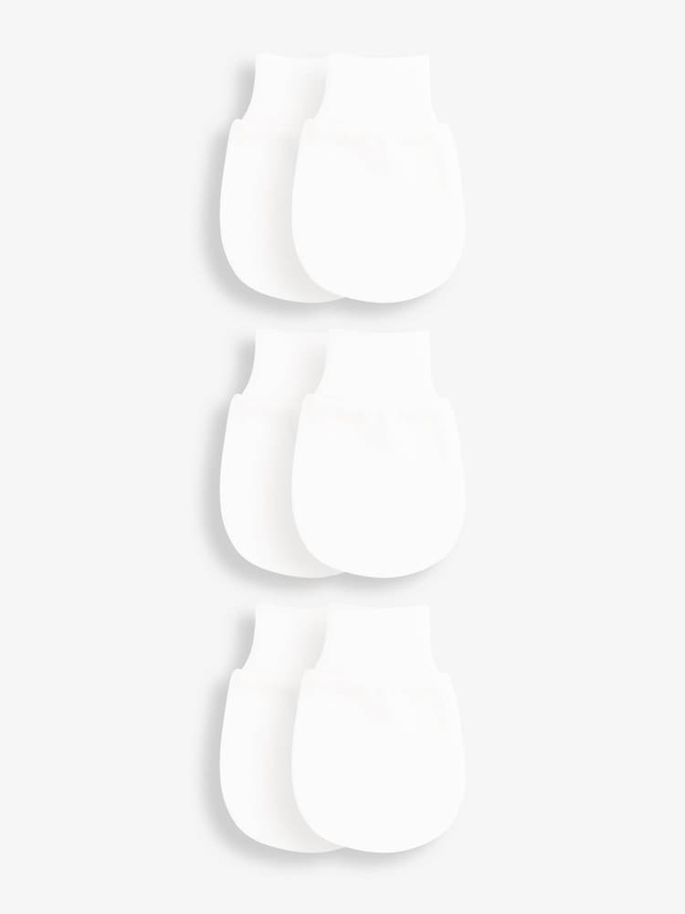 JoJo Maman Bébé White 3-Pack Scratch Mitts - Image 1 of 2