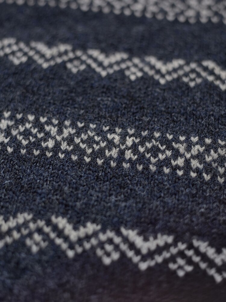 Celtic & Co. Mens Blue Nordic Fairisle Pattern Crew Neck Jumper - Image 5 of 5