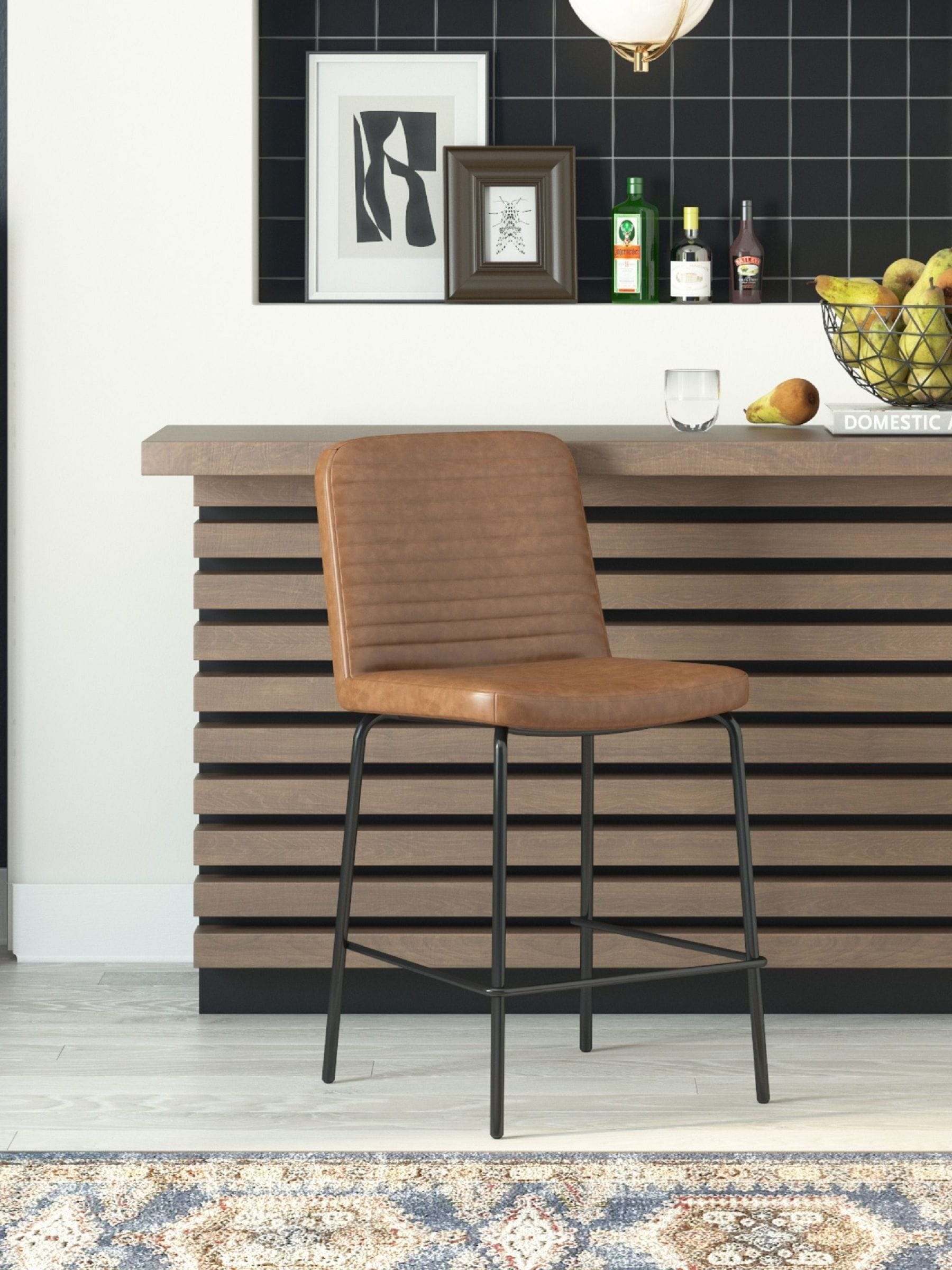 Dorel Home Unisex Camel Brown Europe Corey Faux Leather Counter Stool - Image 4