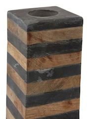 Fifty Five South Clear Slate/Mango Wood Candle Holder - Image 3 of 4