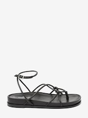 Black Forever Comfort® Leather Knot Detail Chunky Footbed Sandals - Image 3 of 5