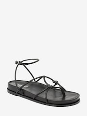 Black Forever Comfort® Leather Knot Detail Chunky Footbed Sandals - Image 4 of 5