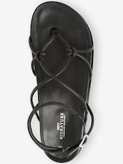 Black Forever Comfort® Leather Knot Detail Chunky Footbed Sandals - Image 5 of 5