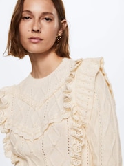 Mango Cream Ruffle Knitted Sweater - Image 2 of 8