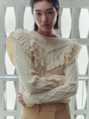 Mango Cream Ruffle Knitted Sweater - Image 5 of 8