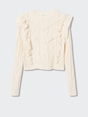 Mango Cream Ruffle Knitted Sweater - Image 6 of 8