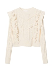 Mango Cream Ruffle Knitted Sweater - Image 7 of 8