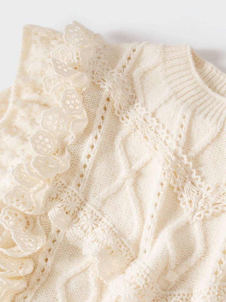 Mango Cream Ruffle Knitted Sweater - Image 8 of 8