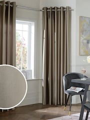 Champagne Gold Next Liquid Satin Eyelet Lined Curtains - Image 1 of 6