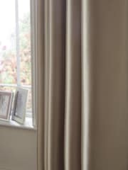 Champagne Gold Next Liquid Satin Eyelet Lined Curtains - Image 3 of 6