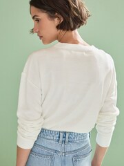 Ecru, Weiß - Kuscheliger, langärmeliger Pullover mit Rundhalsausschnitt - Bild 3 von 7