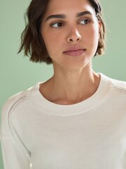 Ecru, Weiß - Kuscheliger, langärmeliger Pullover mit Rundhalsausschnitt - Bild 5 von 7