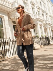 Camel Cable Belt Cardigan - Image 2 of 6