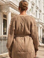 Camel Cable Belt Cardigan - Image 3 of 6