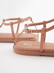 Nude Pink Forever Comfort® Flat Sandals With Jewelled Chain Detailing - Image 5 of 9