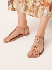 Nude Pink Forever Comfort® Flat Sandals With Jewelled Chain Detailing - Image 8 of 9