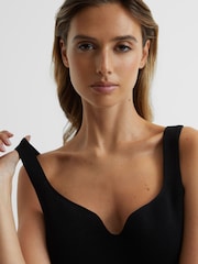 Reiss Black Daisy Sweetheart Neck Top - Image 1 of 6