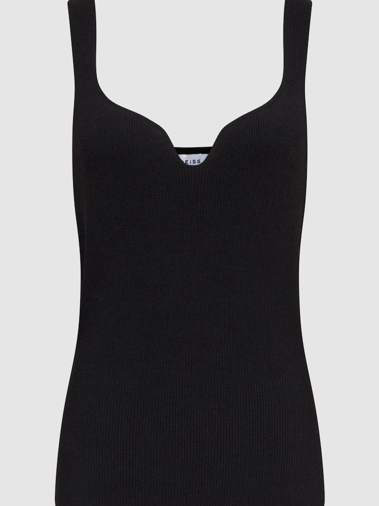 Reiss Black Daisy Sweetheart Neck Top - Image 2 of 6