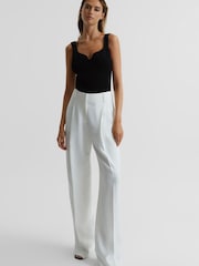 Reiss Black Daisy Sweetheart Neck Top - Image 3 of 6