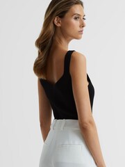 Reiss Black Daisy Sweetheart Neck Top - Image 5 of 6