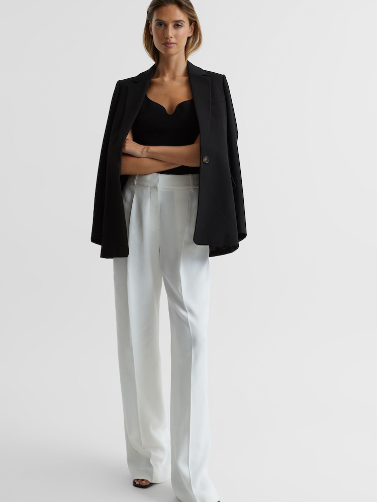Reiss Black Daisy Sweetheart Neck Top - Image 6 of 6