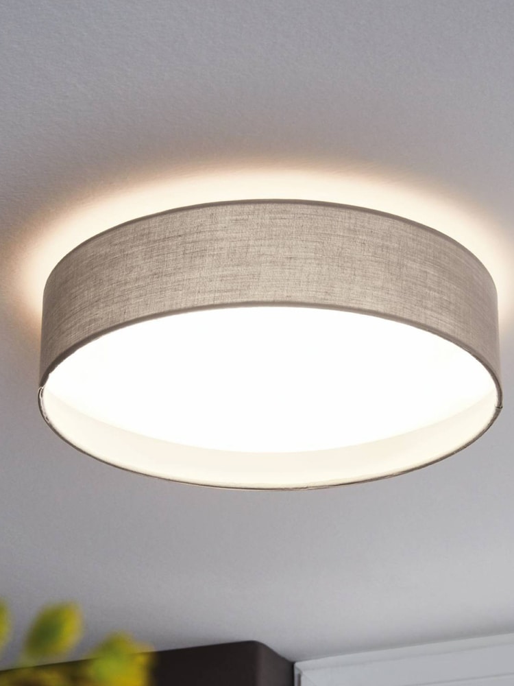 Eglo Mink Brown Taupe Pasteri 1 Light Fabric Ceiling Light - Image 1 of 4