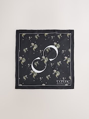Black Precious Floral Print - CERENE Square Scarf - Պատկեր 1 5-ից