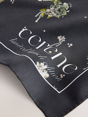 Black Precious Floral Print - CERENE Square Scarf - Պատկեր 3 5-ից