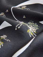 Black Precious Floral Print - CERENE Square Scarf - Պատկեր 4 5-ից