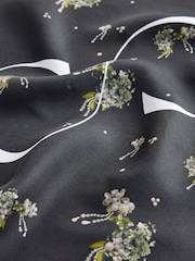 Black Precious Floral Print - CERENE Square Scarf - Պատկեր 5 5-ից