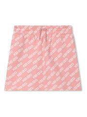 KENZO KIDS Pale Pink All Over Logo Drawstring Skirt - Image 1 of 3