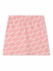 KENZO KIDS Pale Pink All Over Logo Drawstring Skirt - Image 2 of 3