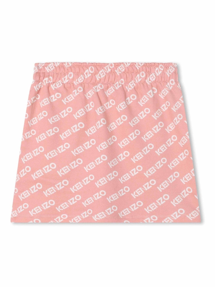 KENZO KIDS Pale Pink All Over Logo Drawstring Skirt - Image 2 of 3 KENZO KIDS Pale Pink All Over Logo Drawstring Skirt - Image 2 of 3