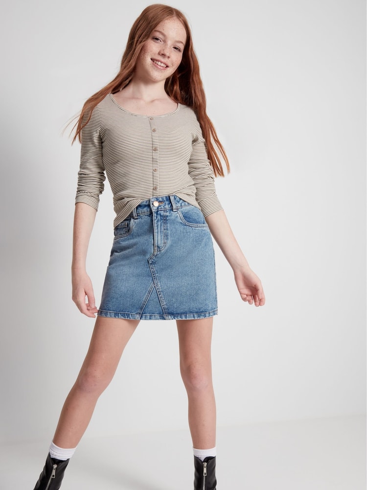 Kylie Teen Blue Denim Mini Skirt - Image 1 of 5 Kylie Teen Blue Denim Mini Skirt - Image 1 of 5
