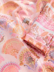 Coral Pink Foil Print Long Sleeve Swimsuit (3-16yrs) - Image 8 of 8