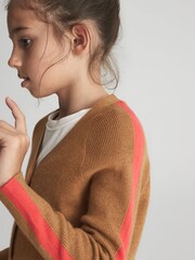 Reiss Tan Amelia Junior Colourblock Cardigan - Image 6 of 8