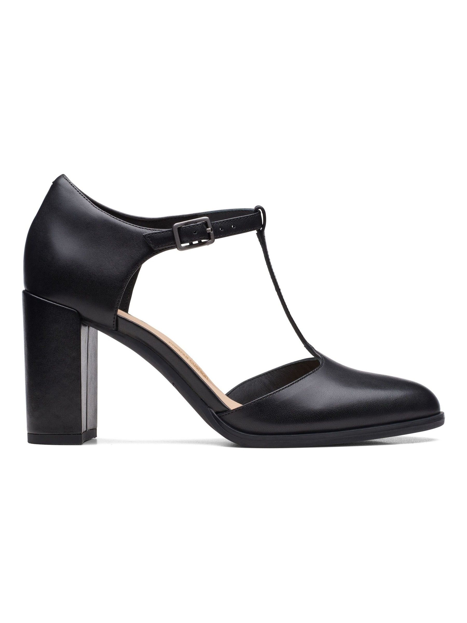 Clarks Black Leather Freva85 Bar Shoes