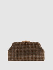 Reiss Gold Adaline Embellished Clutch Bag - Image 1 of 9