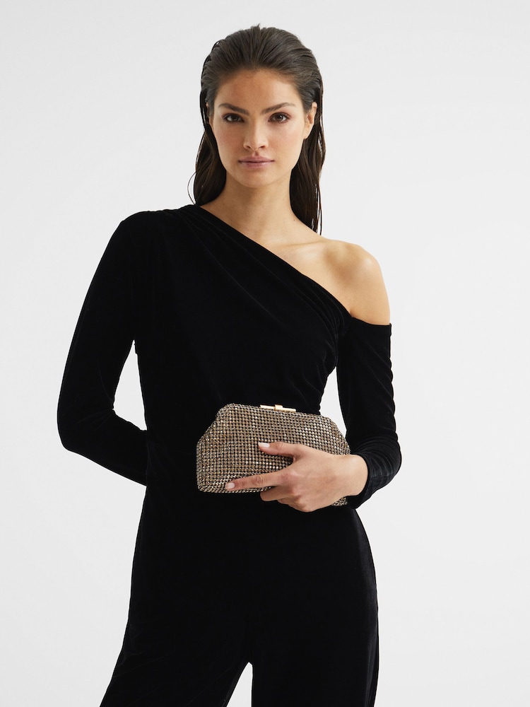 Reiss Gold Adaline Embellished Clutch Bag - Image 2 of 9