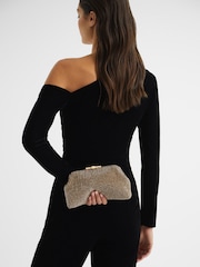 Reiss Gold Adaline Embellished Clutch Bag - Image 3 of 9