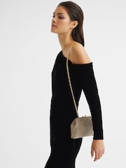 Reiss Gold Adaline Embellished Clutch Bag - Image 6 of 9