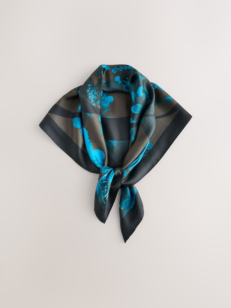 Brown Precious Floral Print - CERENE Large Square Scarf - Image 2 de 6