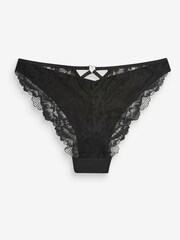 Black Brazilian Heart Trim Lace Back Knickers - Image 3 of 3