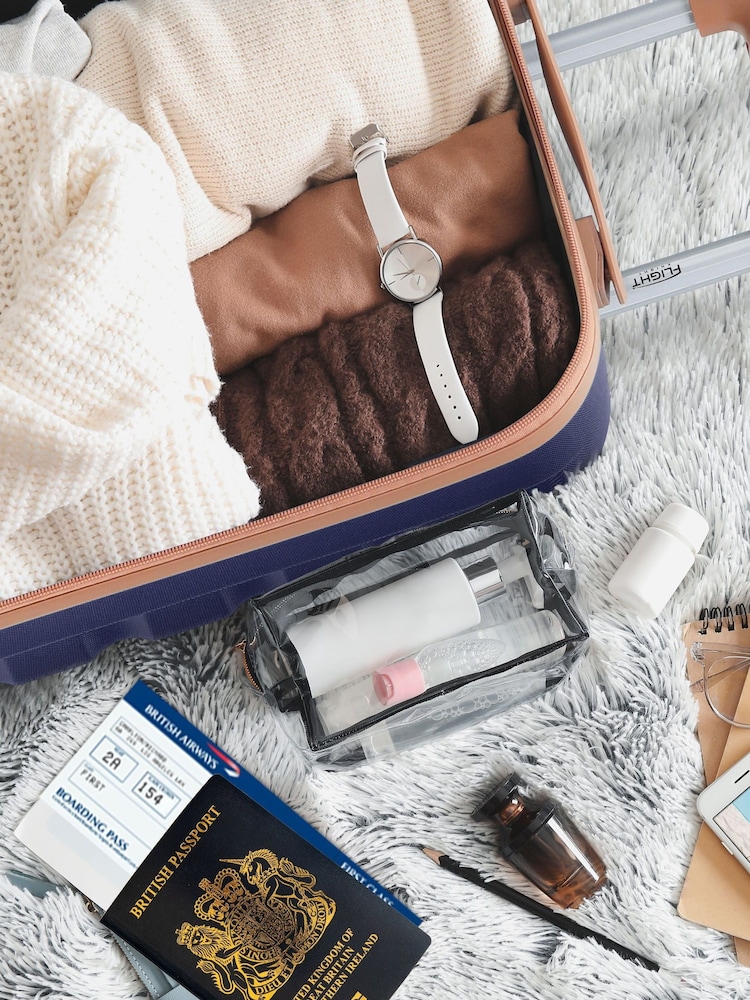 Marine/Tan - Flight Knight Large Hardcase Lightweight Check In Suitcase With 4 Wheels (Valise d'enregistrement légère à roues) - Image 6 of 7