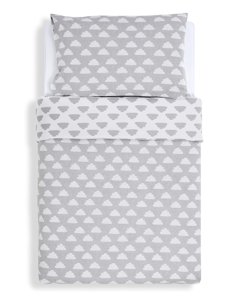 Snuz Grey Cloud Nine 100% Cotton Duvet Cover and Pillowcase Set - Image 1 of 4